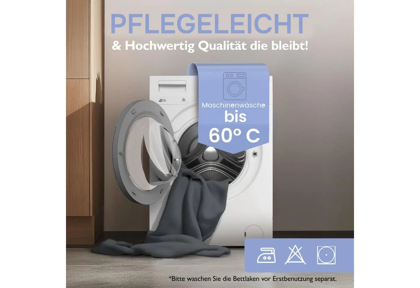 leevitex® Spannbettlaken Mako-Jersey Grau/Schwarz Rundumgummizug - Bild 5