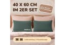 leevitex® Kissenbezüge 40 x 60 cm 2er-Set Dunkelgrün Baumwolle Bild 3