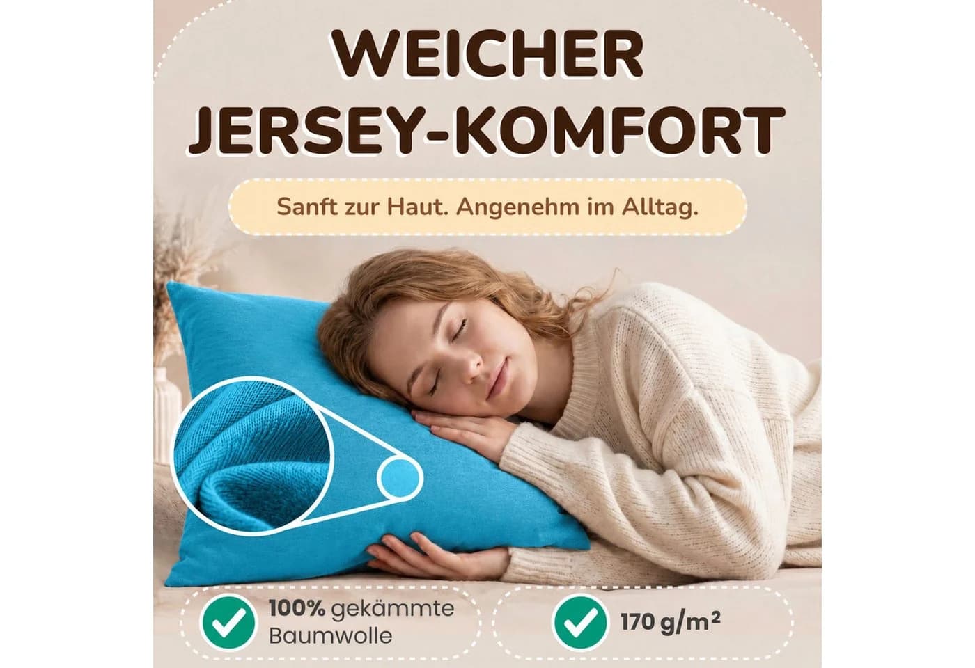 leevitex® Kissenbezug 40x40 cm 2er Set Türkis 100% Baumwolle