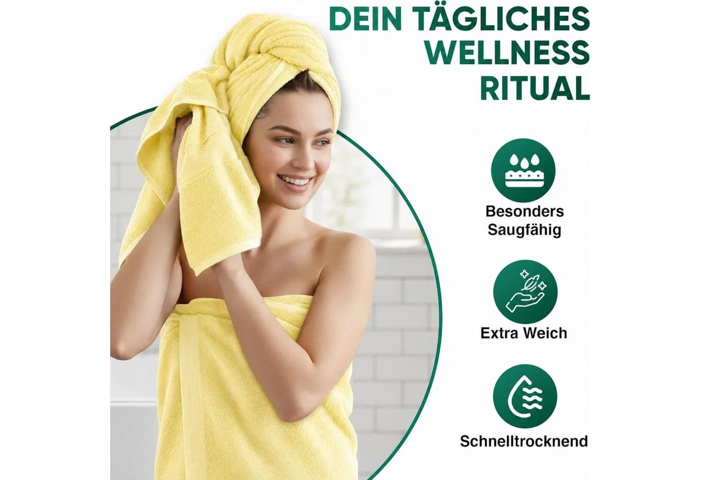 leevitex® Duschtücher 2er-Set 70x140 cm Gelb 100% Baumwolle Frottee