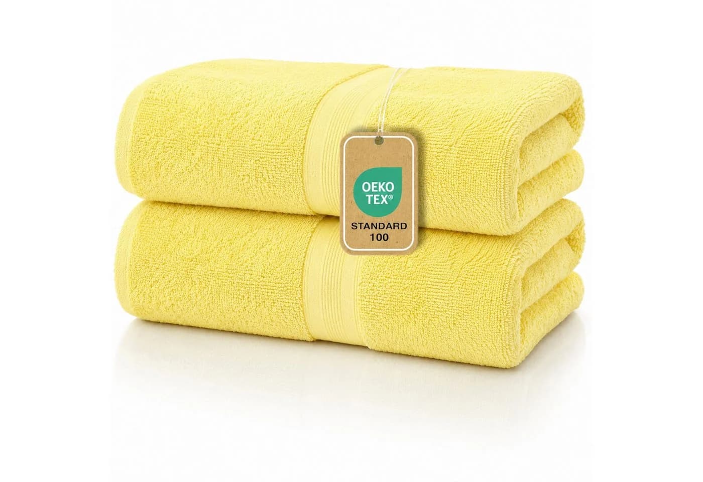 leevitex® Duschtücher 2er-Set 70x140 cm Gelb 100% Baumwolle Frottee - Bild 2