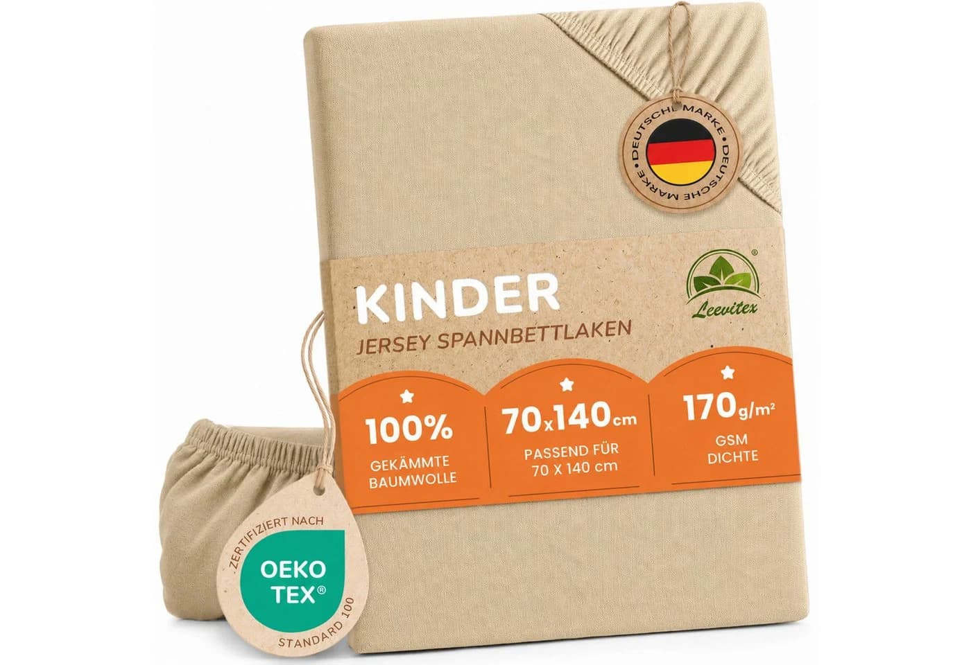 leevitex® Spannbettlaken Jersey 100% Baumwolle Rundumgummizug - Bild 2