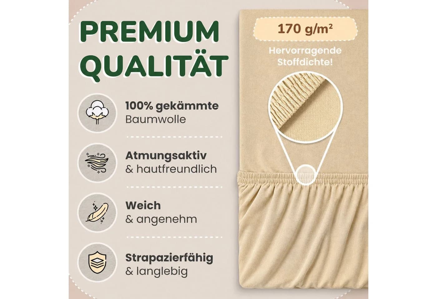 leevitex® Spannbettlaken Jersey 100% Baumwolle Rundumgummizug - Bild 3