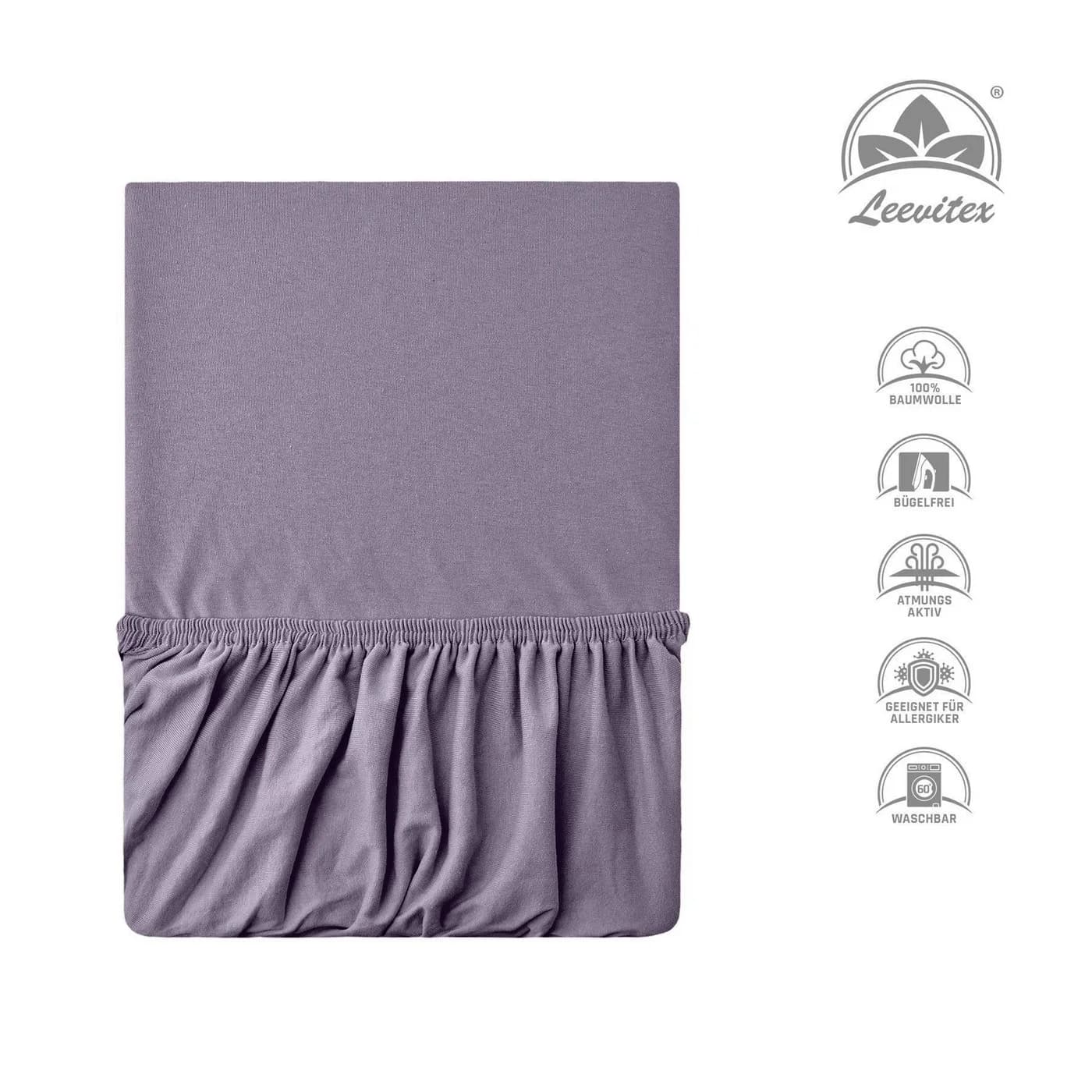 leevitex® Premium Spannbettlaken Grau 97% Baumwolle 3% Elasthan 40 cm Steg - Bild 1