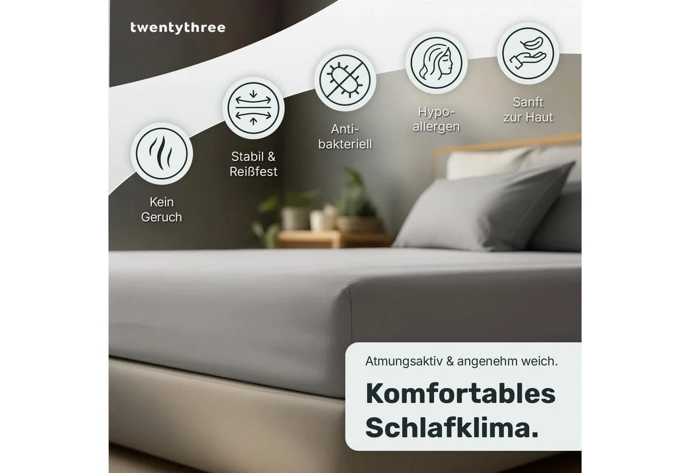 twenty:three® Spannbettlaken Lyocell Grau 100% TENCEL™
