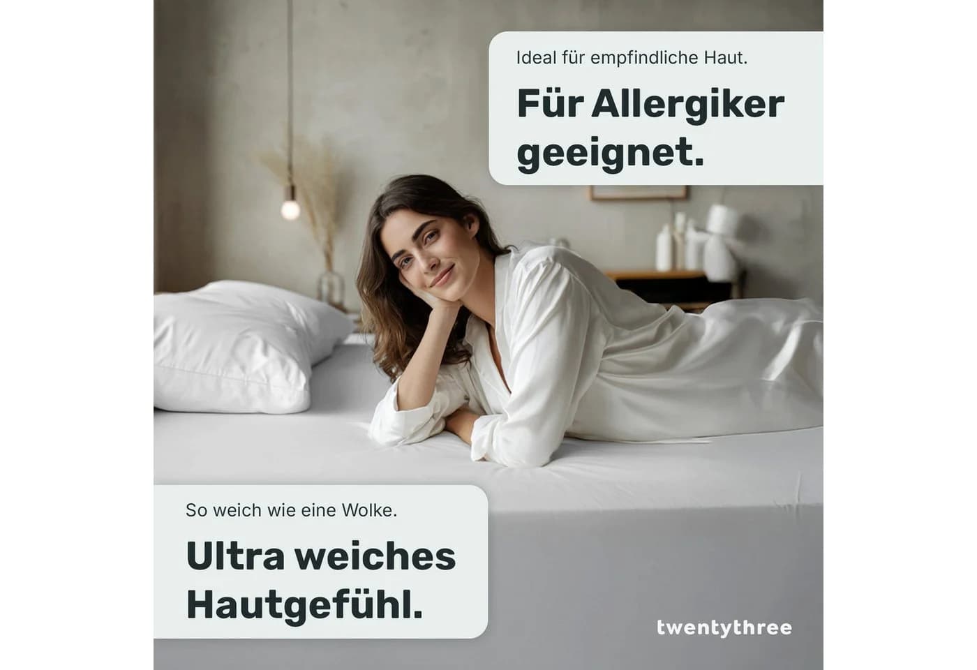 twenty:three® Bettlaken Lyocell Spannbettlaken Pure White - Bild 3