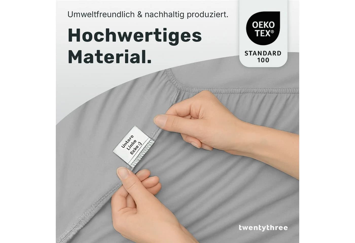 twenty:three® Bettlaken Lyocell Spannbettlaken Light Gray, 100% TENCEL™ Lyocell, 90 x 200 - Bild 5