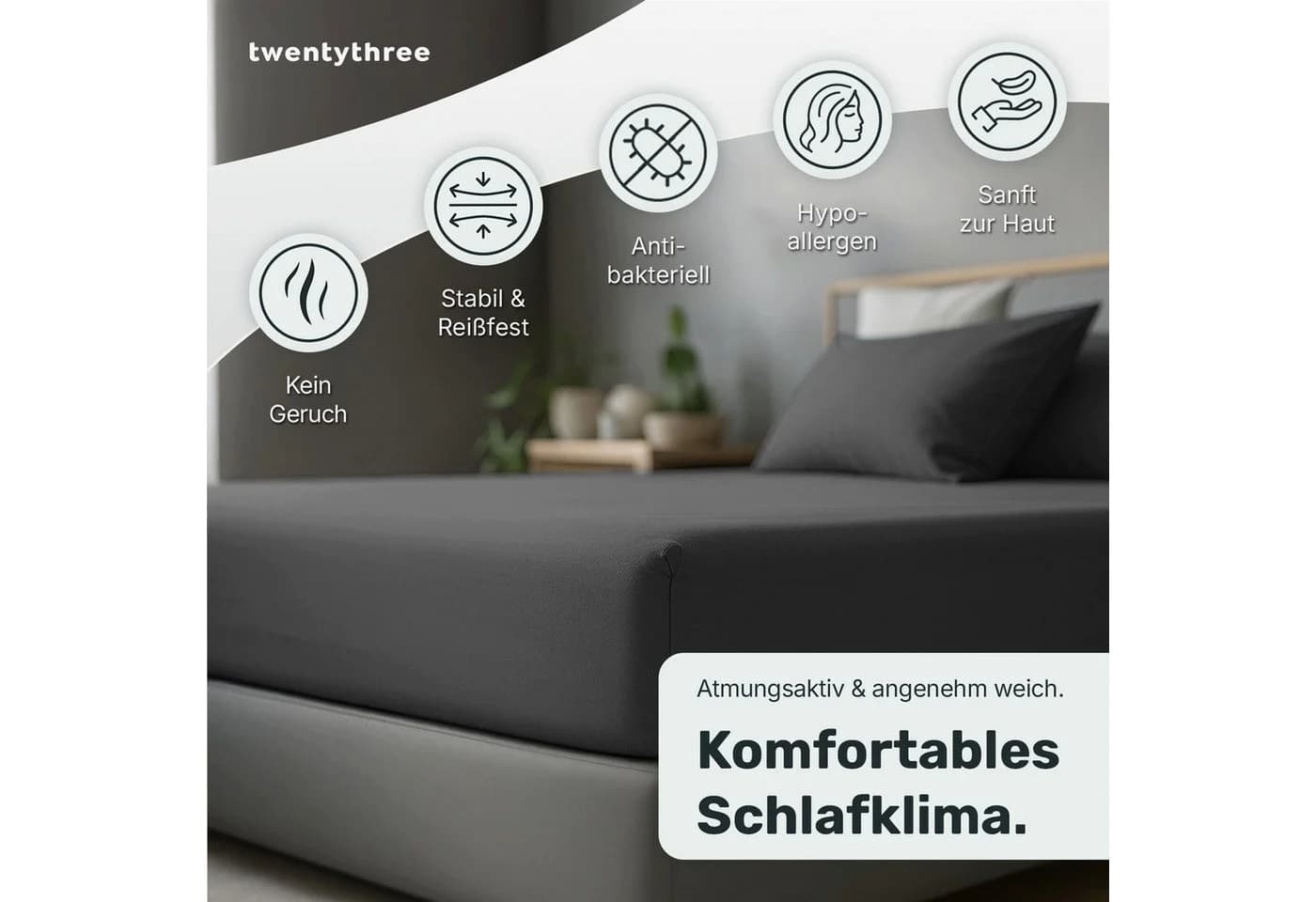 twenty:three® Spannbettlaken Lyocell Dark Gray 100% TENCEL™