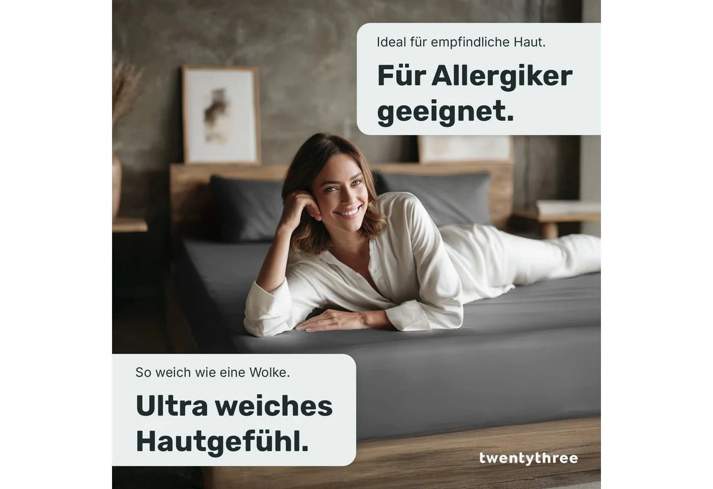 twenty:three® Spannbettlaken Lyocell Dark Gray 100% TENCEL™ - Bild 3