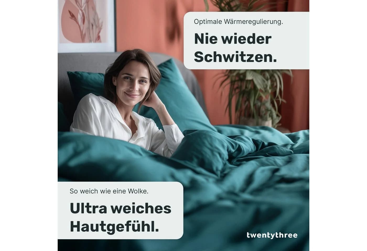 twenty:three® Kissenbezug Lyocell Juice Petrol Atmungsaktiv