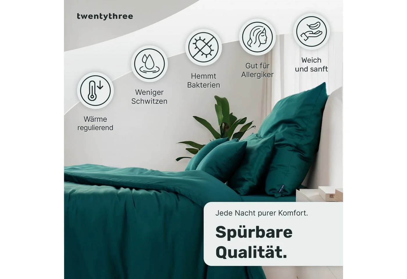 twenty:three® Kissenbezug Lyocell Juice Petrol Atmungsaktiv - Bild 3