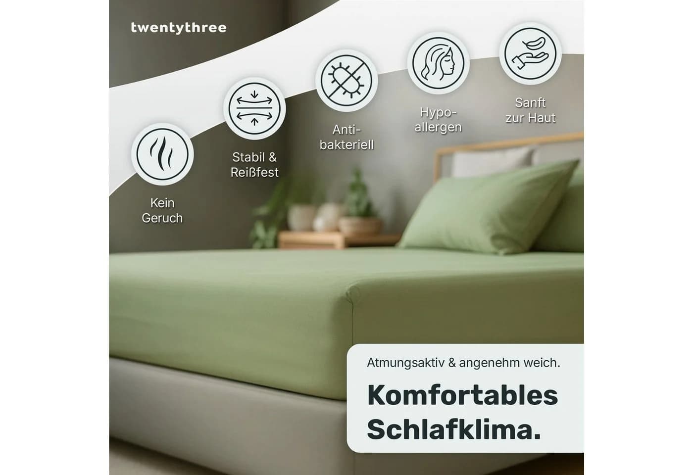 twenty:three® Spannbettlaken Lyocell Fresh Sage 100% TENCEL™