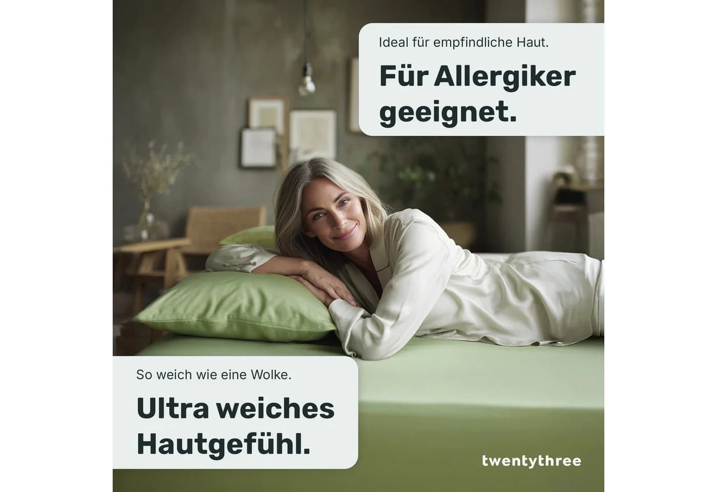 twenty:three® Spannbettlaken Lyocell Fresh Sage 100% TENCEL™ - Bild 3