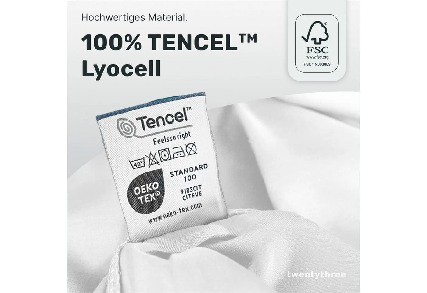 twenty:three® Bettbezug Lyocell Pure White Atmungsaktiv - Bild 4
