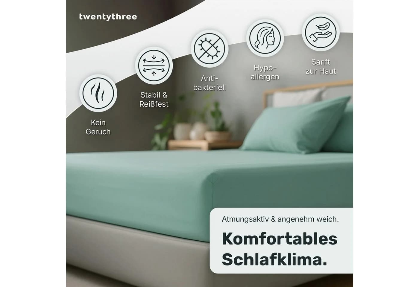 twenty:three® Spannbettlaken Lyocell Mint Green Atmungsaktiv