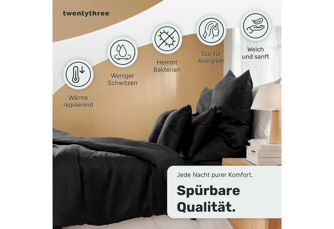 twenty:three® Bettwäsche Lyocell Jet Black 100% TENCEL™ - Bild 3