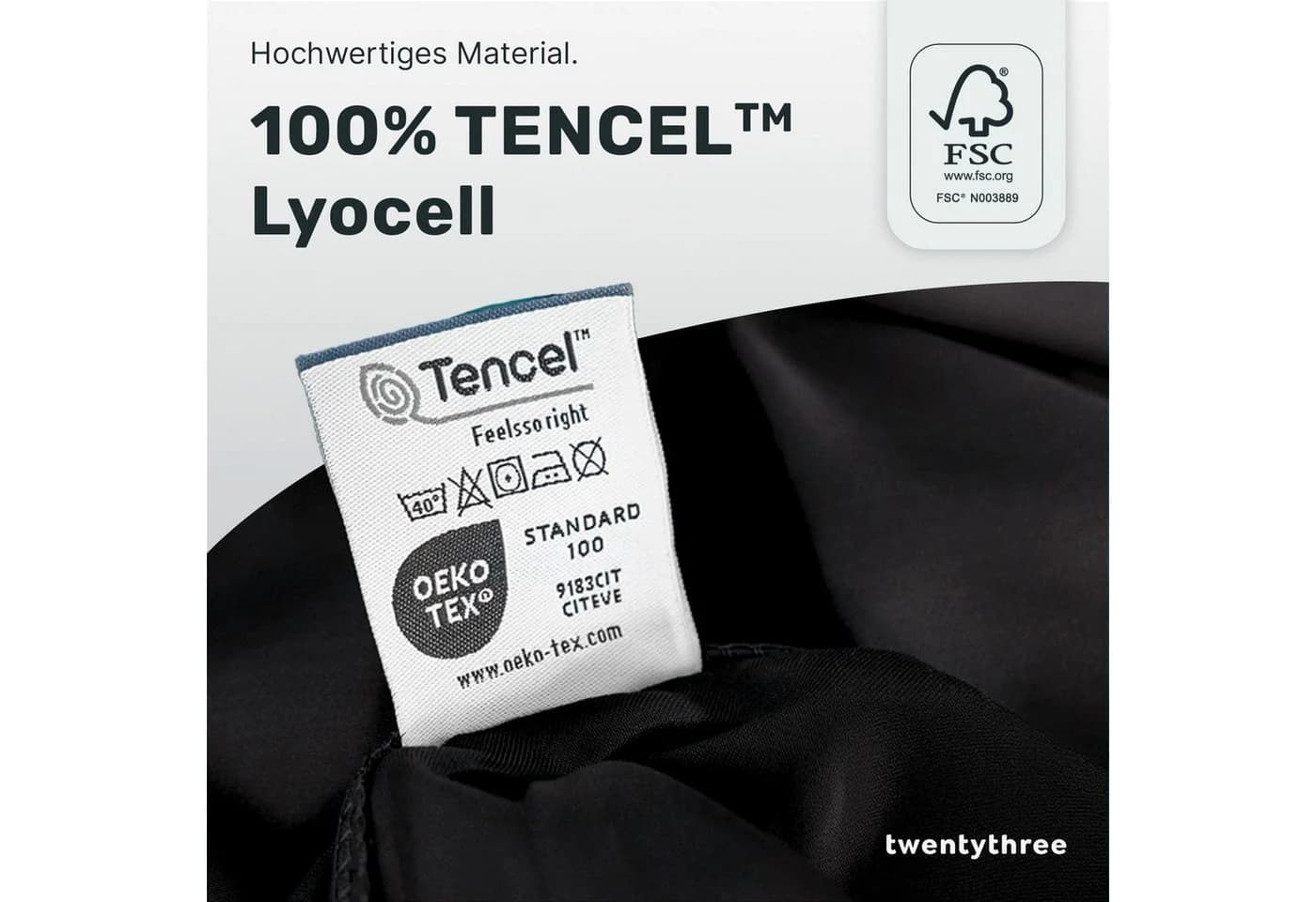 twenty:three® Kissenbezug Lyocell Schwarz Atmungsaktiv - Bild 4
