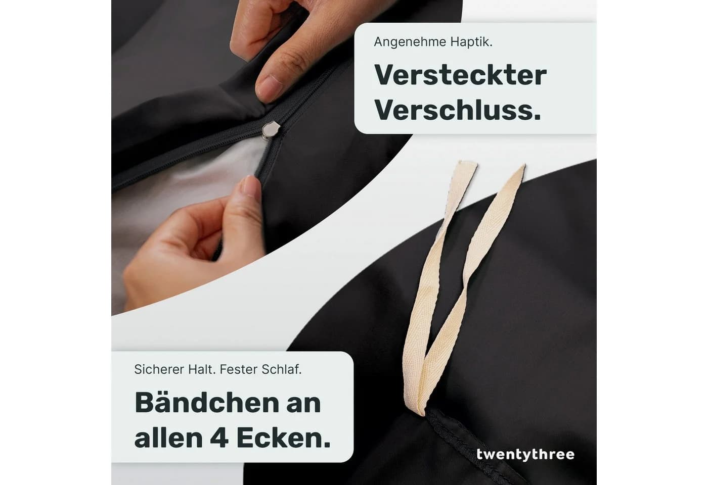 twenty:three® Kissenbezug Lyocell Schwarz Atmungsaktiv - Bild 5