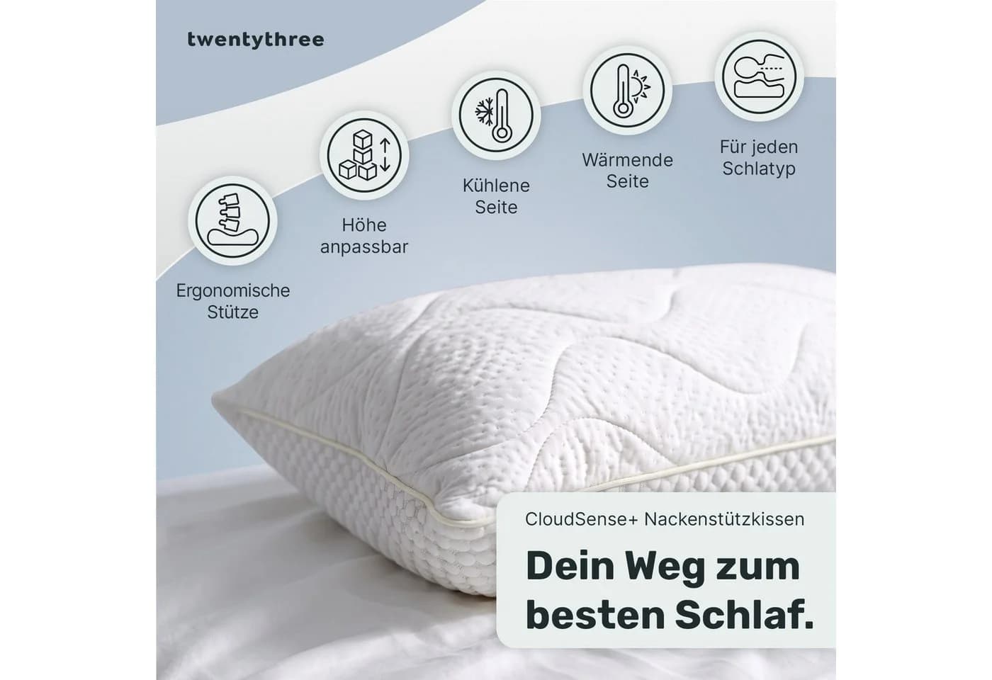 twenty:three® Nackenkissen CloudSense+ Atmungsaktiv Ultraweich TENCEL™ Lyocell