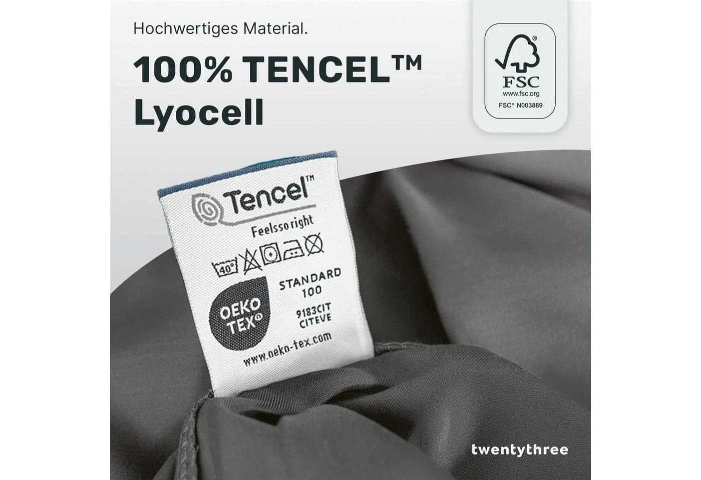 twenty:three® Kissenbezug Lyocell Dark Gray Atmungsaktiv - Bild 4