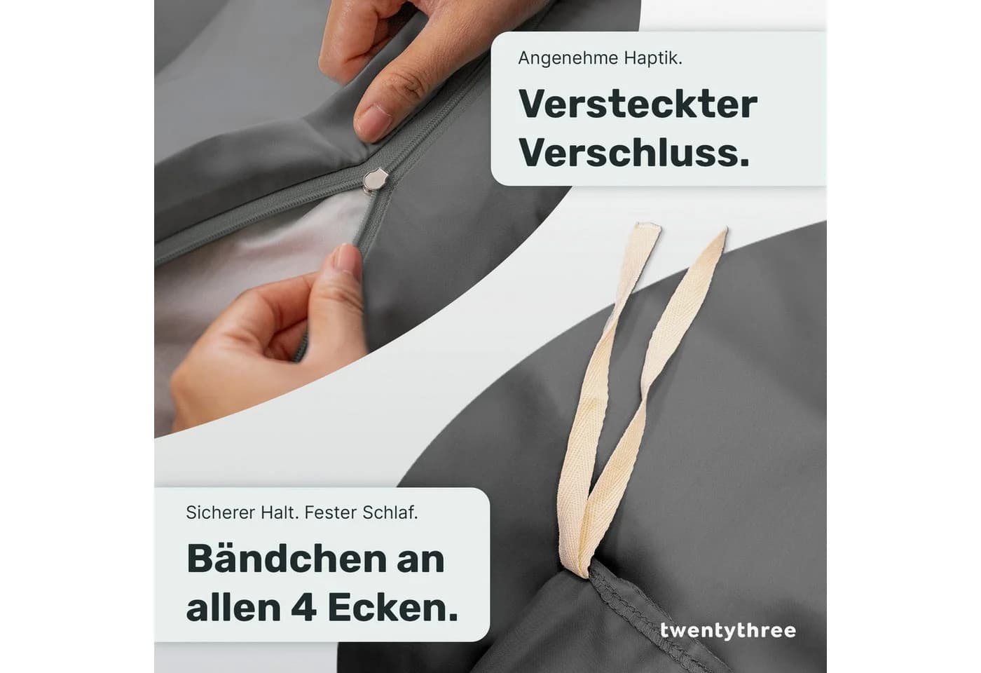 twenty:three® Kissenbezug Lyocell Dark Gray Atmungsaktiv - Bild 5