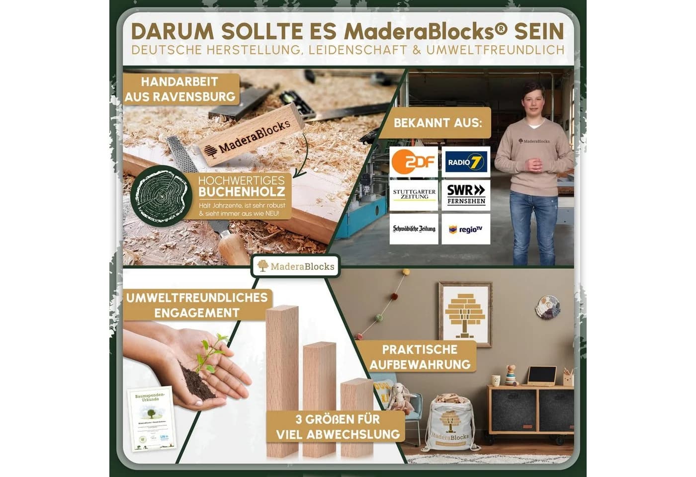 MaderaBlocks Holzbausteine Natur Buchenholz Made in Germany - Bild 3