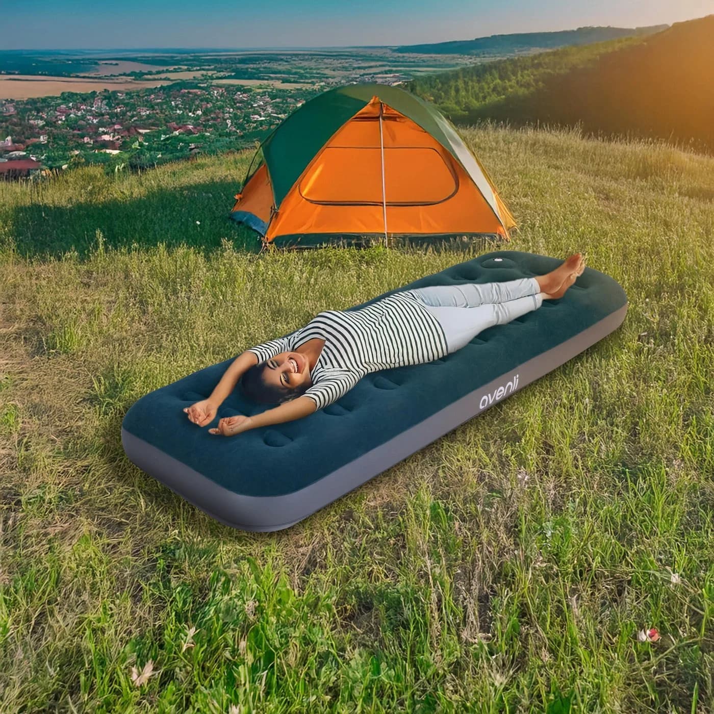 Avenli Luftbett Luftmatratze Camping 191x73x22cm für 1 Person