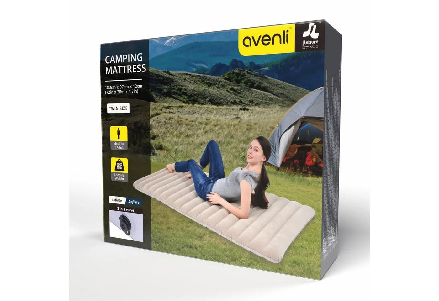 Avenli Luftbett Luftmatratze Camping 183x97x12cm für 1 Person - Bild 3
