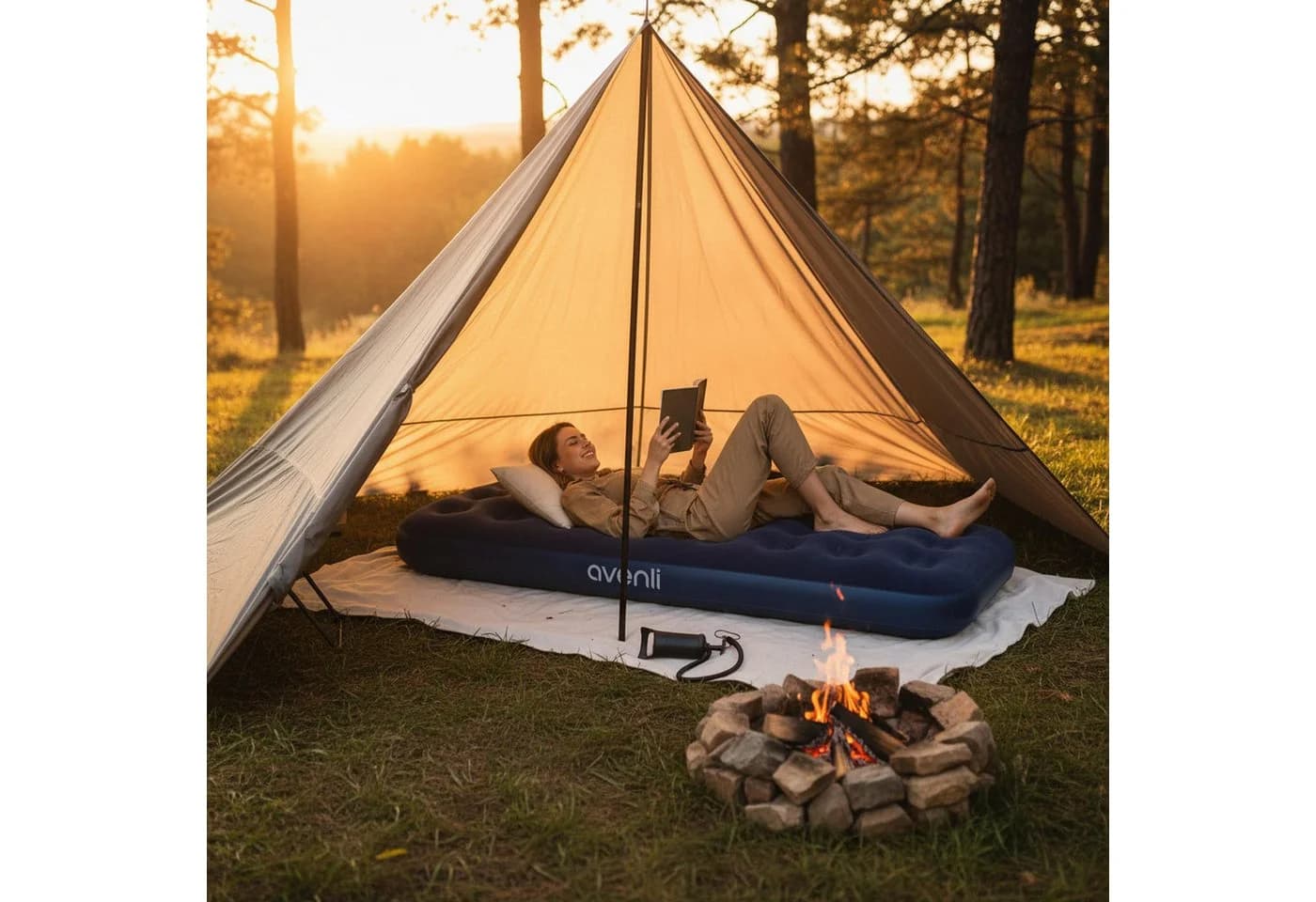 Avenli Luftmatratze Campingbett 191x73x22 cm mit Pumpe - Bild 3