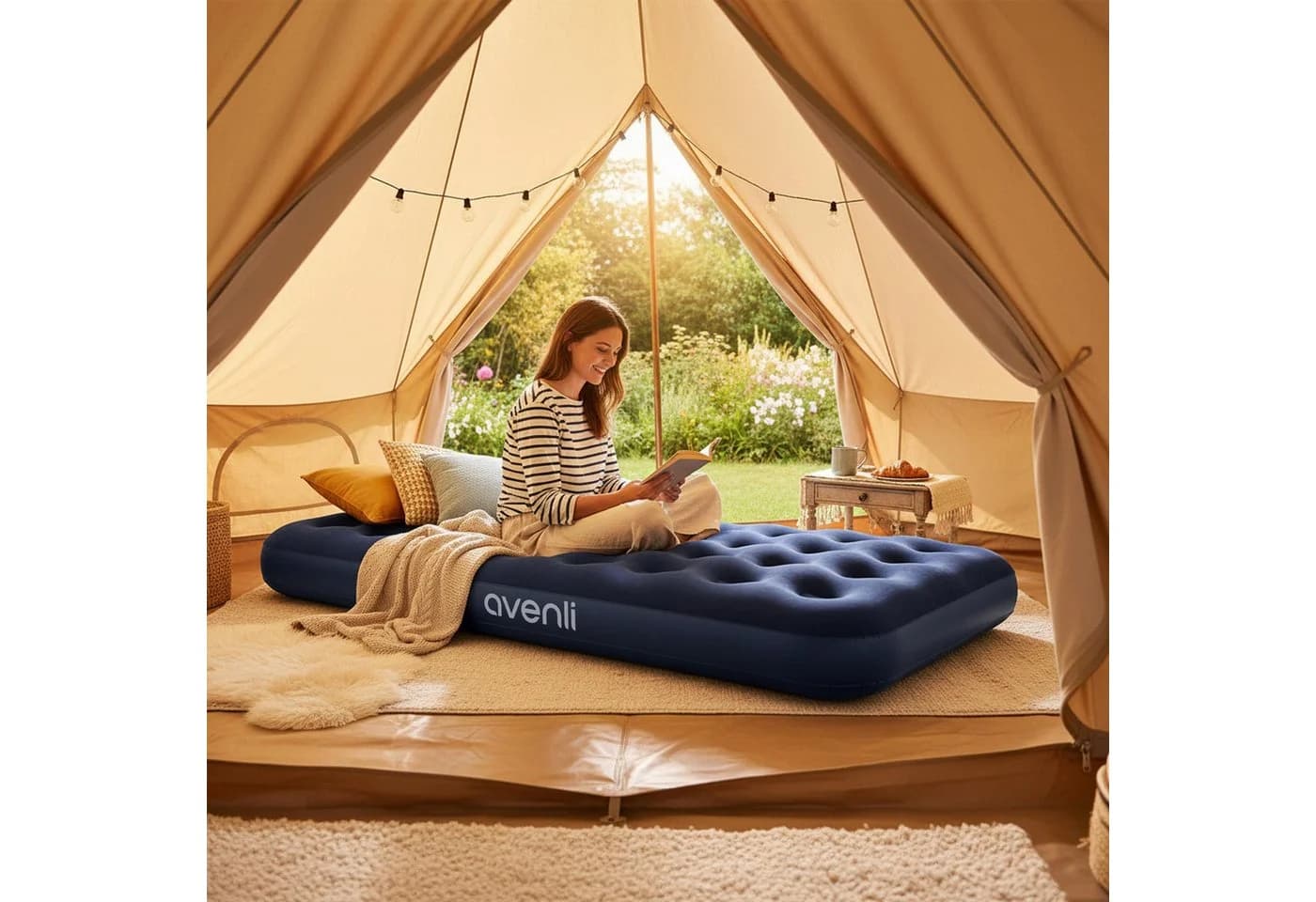 Avenli Luftmatratze Camping blau Twin-Size