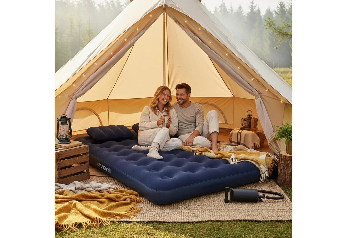 Avenli Luftbett Luftmatratze Camping 203x152x22cm mit Pumpe - Bild 3