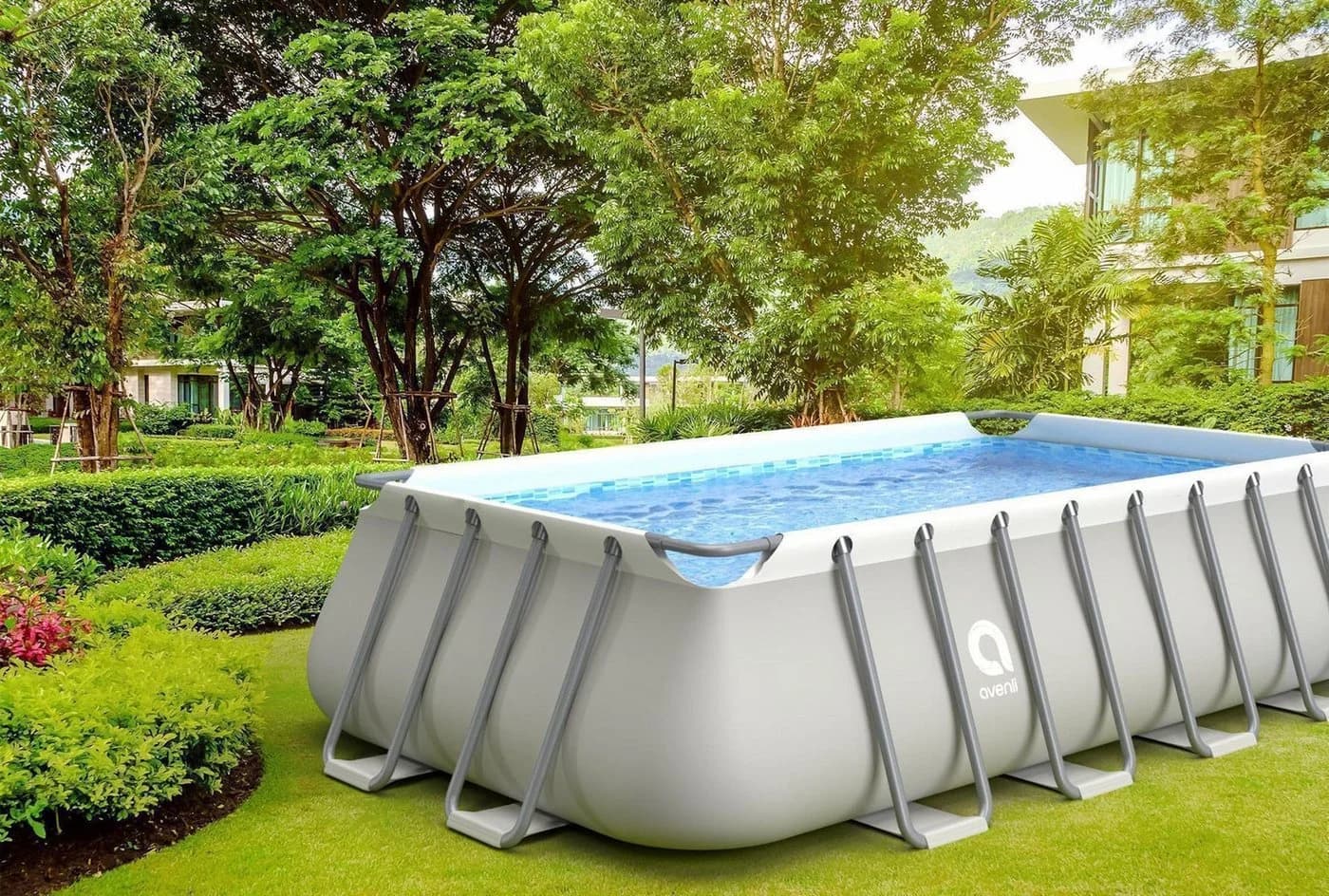 Avenli Frame Plus Pool Komplettset Grau mit Sandfilter