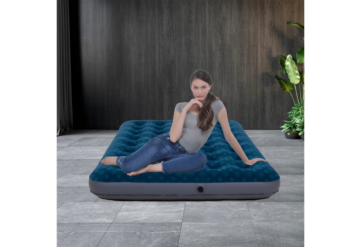 Avenli Luftbett Camping 1-2 Personen Grün Grau Doppel-Size