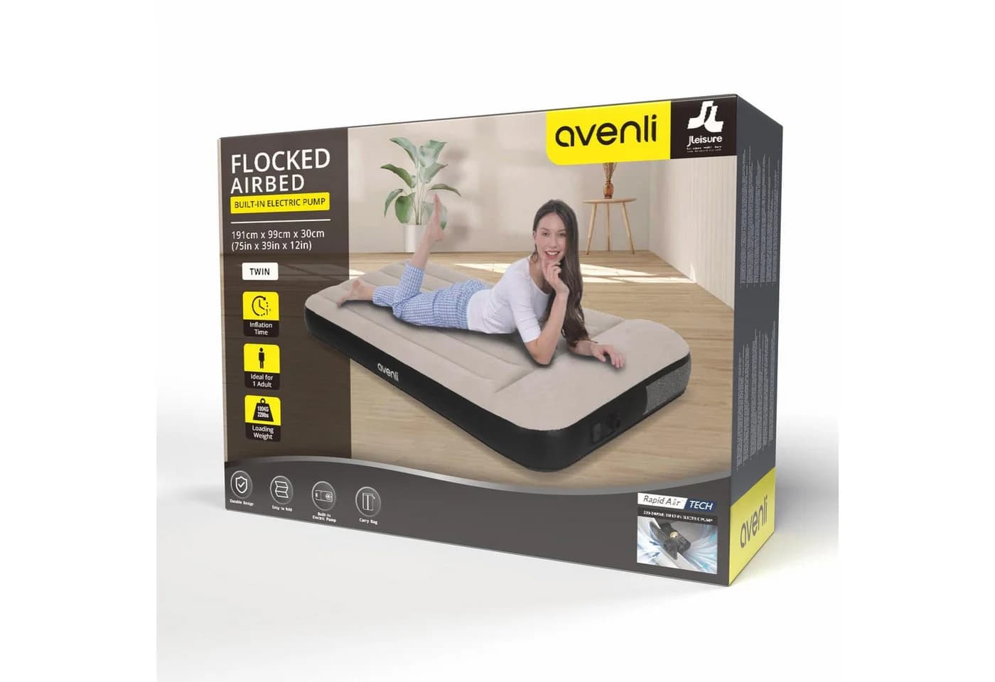 Avenli Luftbett mit elektrischer Pumpe Grau/Schwarz - Bild 3