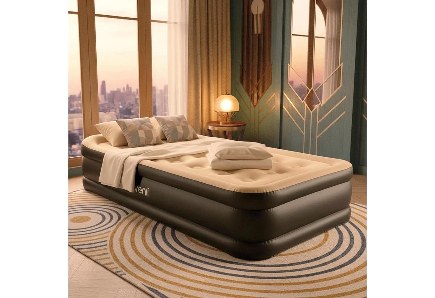 Avenli Luftmatratze mit Elektropumpe Beige/Schwarz - Bild 4