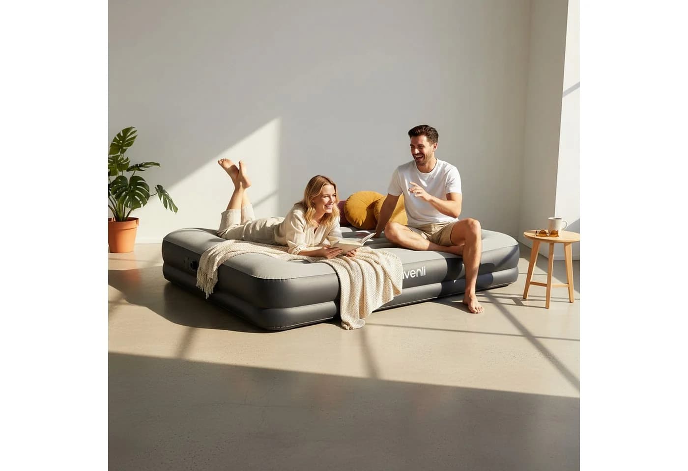 Avenli Luftmatratze Queen-Size mit Elektropumpe grau/schwarz - Bild 3