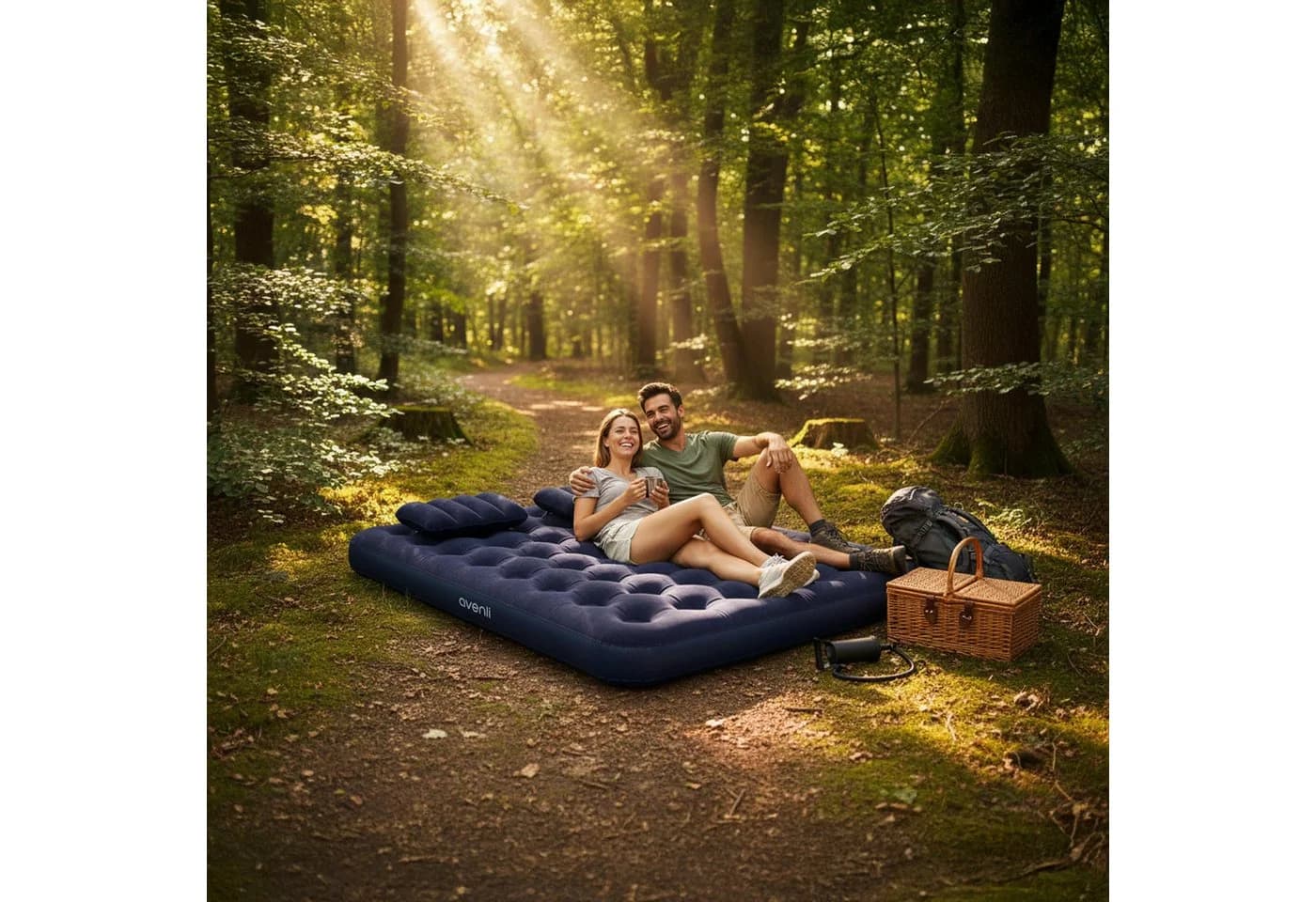 Avenli Luftmatratze Camping mit Pumpe & Kissen blau - Bild 3