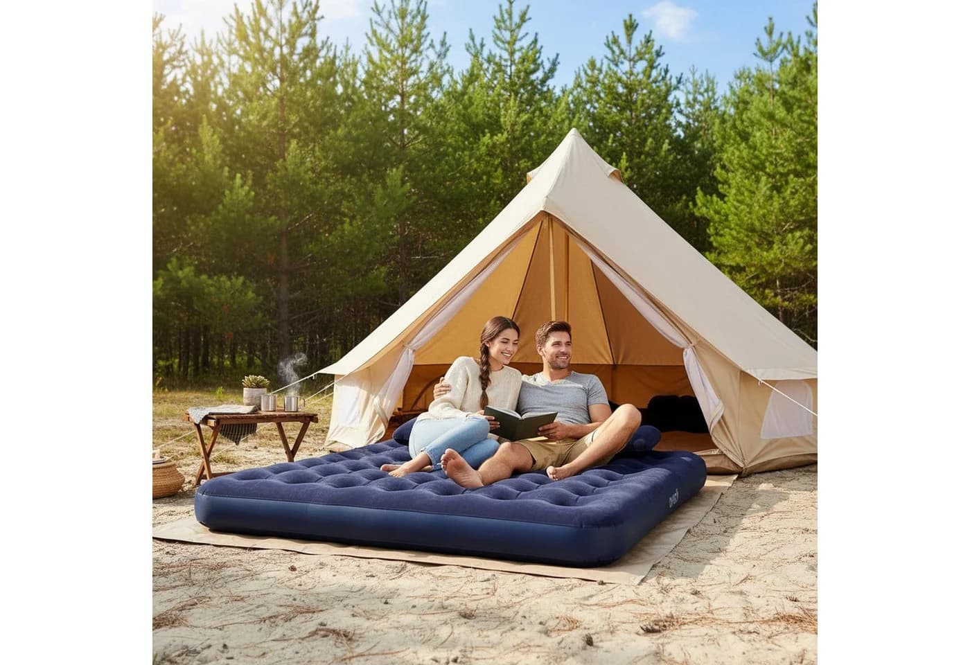 Avenli Luftmatratze Camping mit Pumpe & Kissen blau - Bild 4