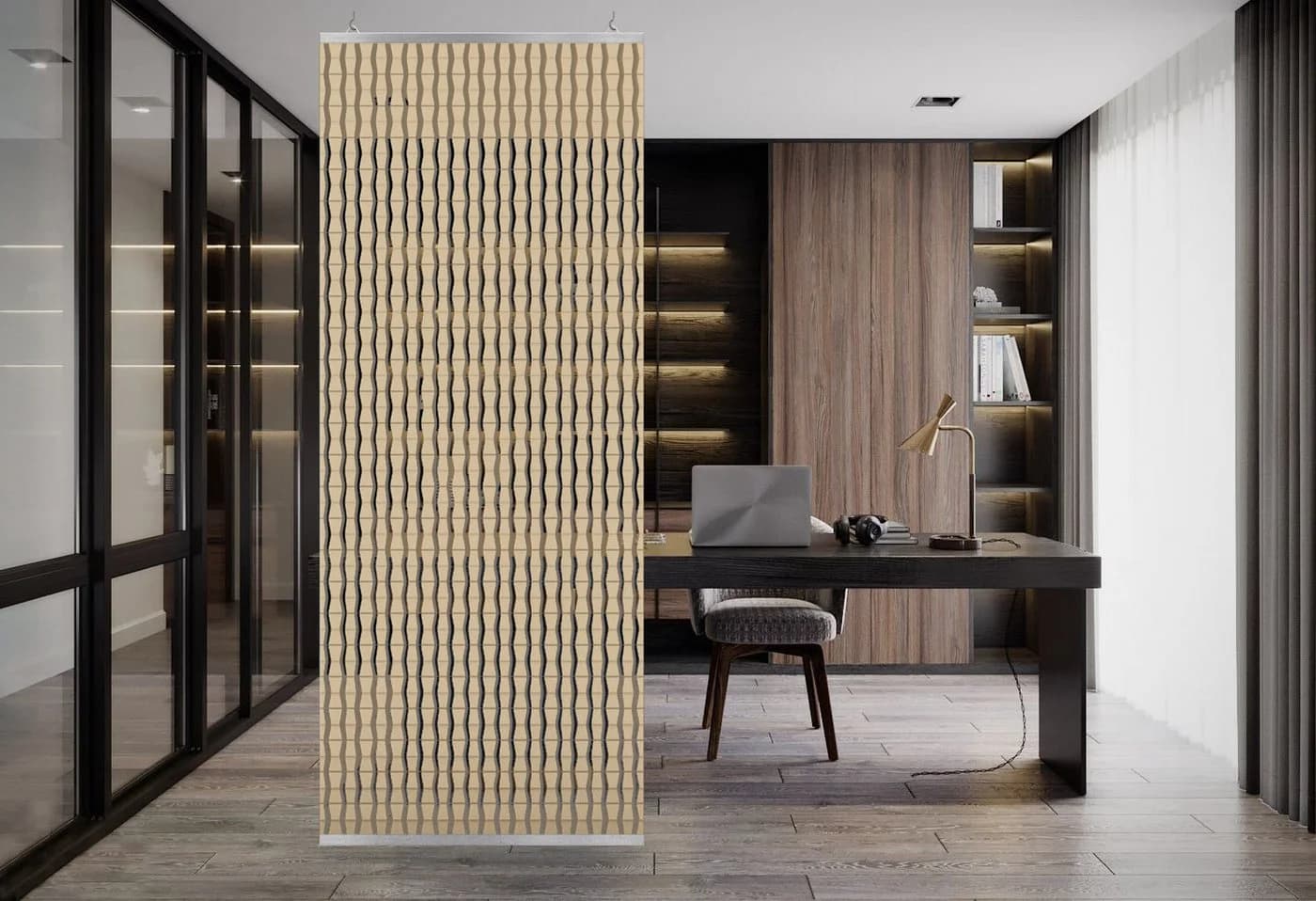 YourCasa Paravent Raumteiler hängend Beige Lichtdurchlässig