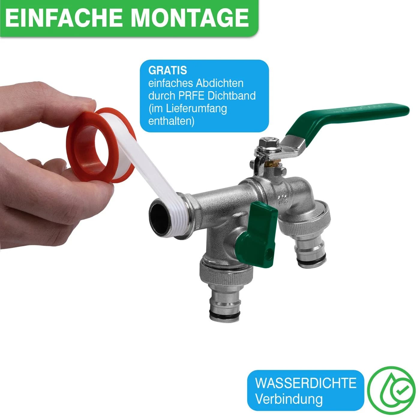 YourCasa Kugelhahn Wasserhahn Garten 1/2 & 3/4 Zoll aus Messing - Bild 4