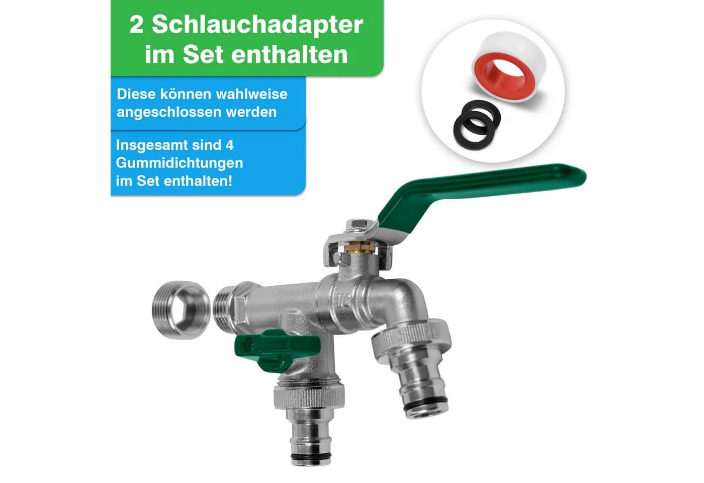 YourCasa Kugelhahn Wasserhahn Garten 1/2 & 3/4 Zoll aus Messing - Bild 5