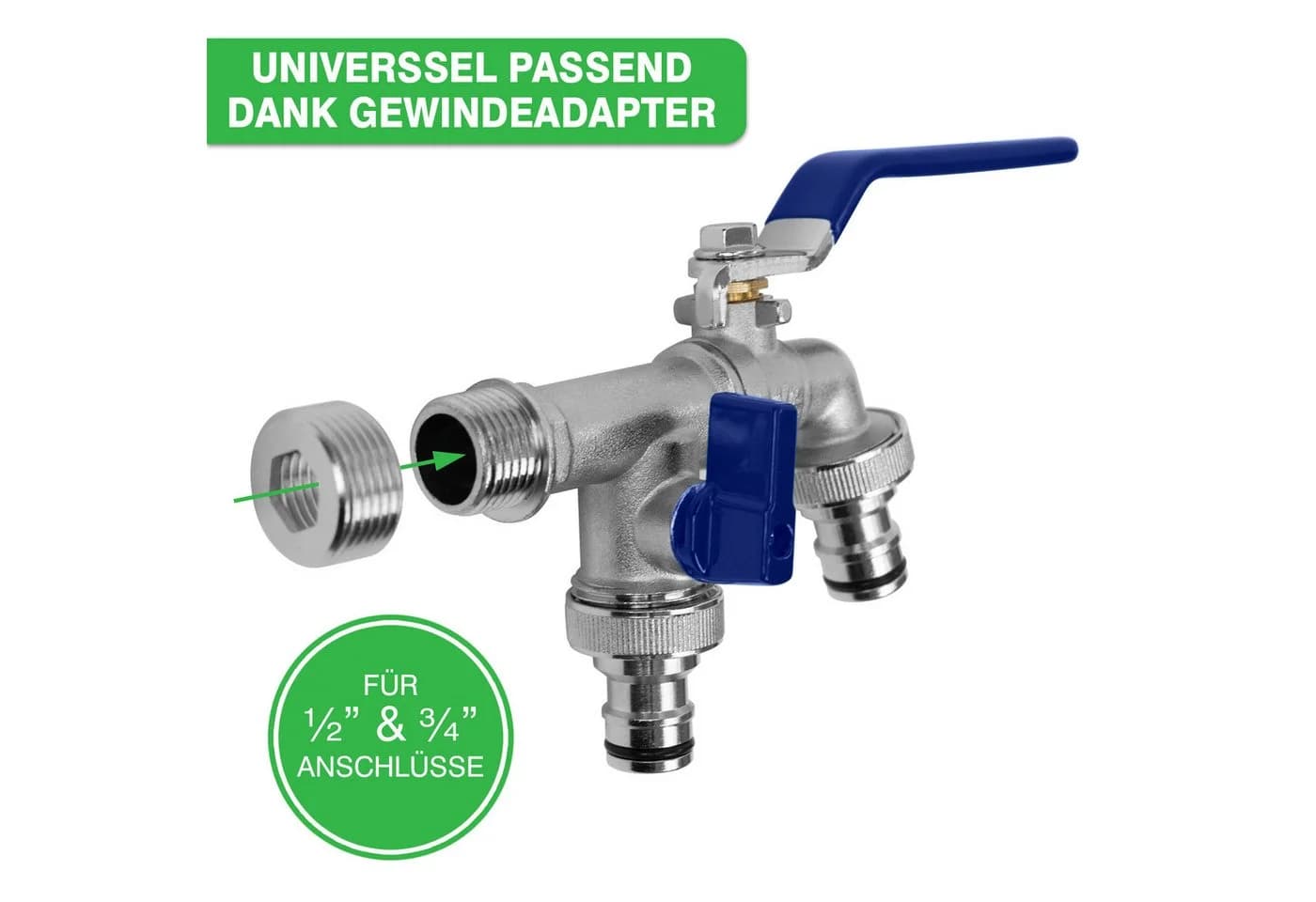 YourCasa Kugelhahn Wasserhahn Garten 1/2 Zoll & 3/4 Zoll aus Messing - Bild 3