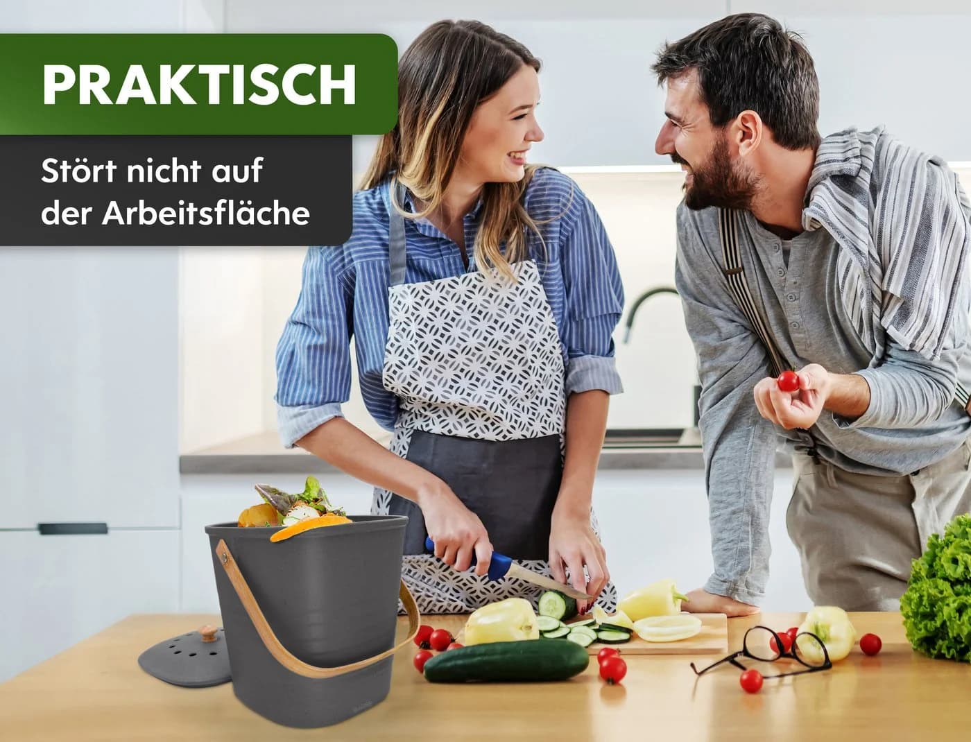 YourCasa Biomülleimer 4L mit Aktivkohlefilter Anthrazit