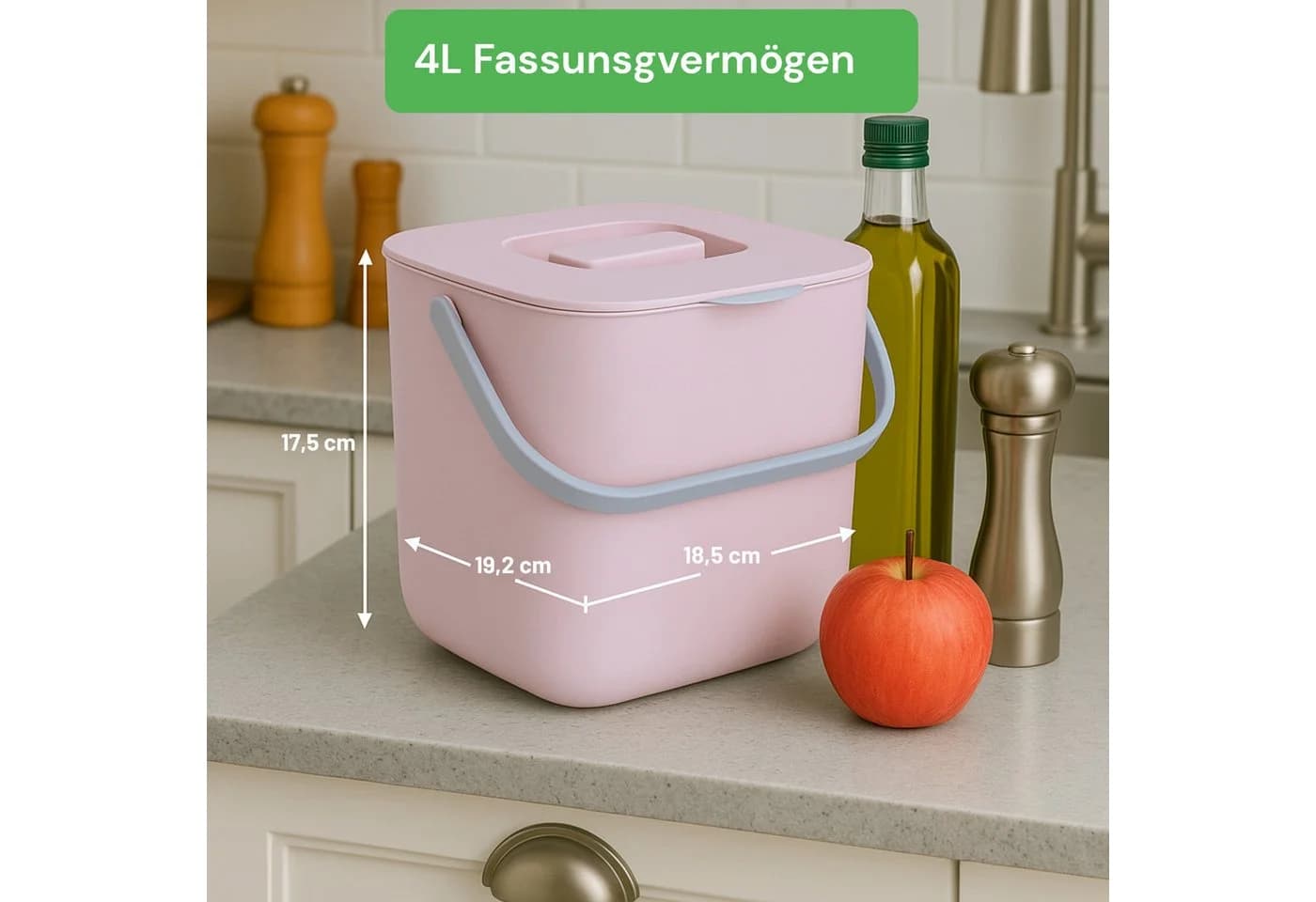 YourCasa Biomülleimer Küche Rosa Mit Sieb Spülmaschinenfest - Bild 3