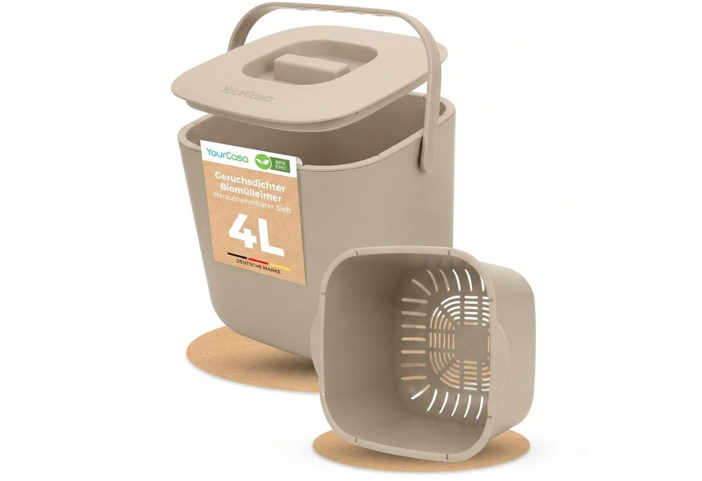YourCasa Biomülleimer Küche mit Sieb & luftdichtem Deckel - Bild 2