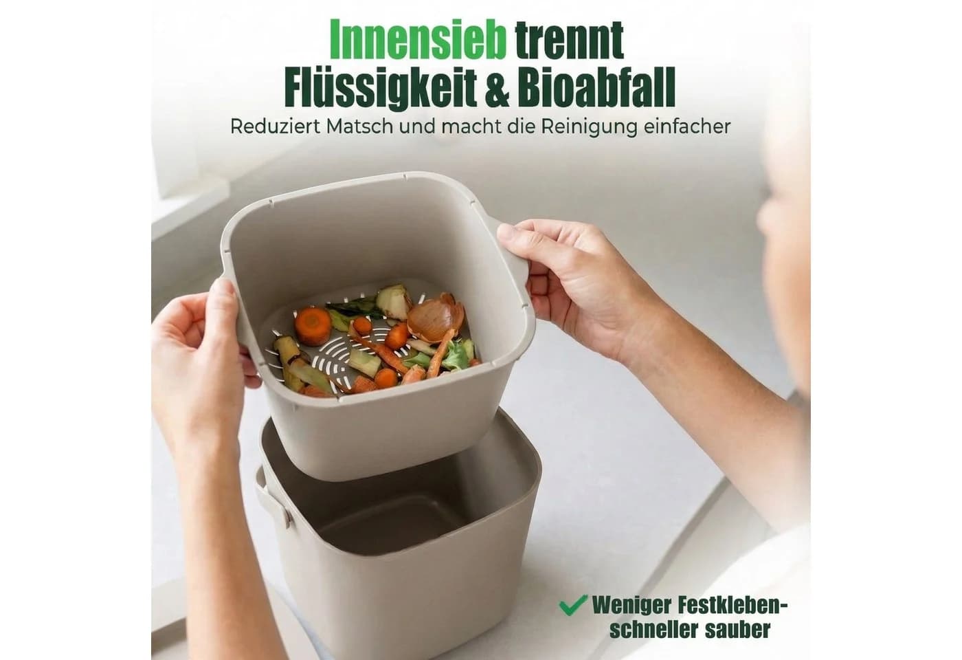 YourCasa Biomülleimer Küche mit Sieb & luftdichtem Deckel - Bild 4