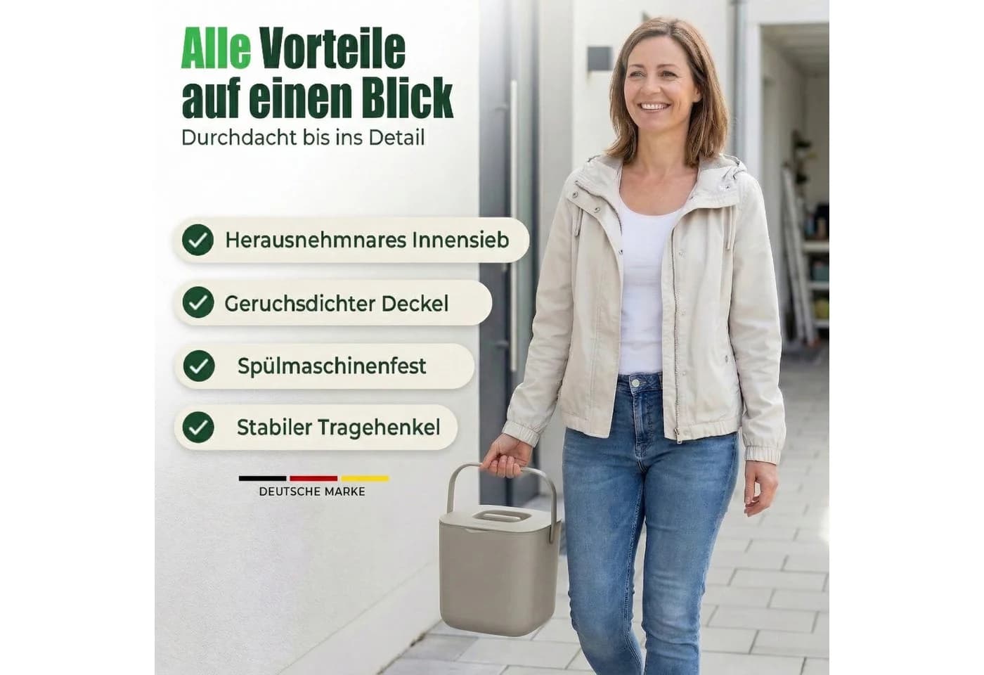 YourCasa Biomülleimer Küche mit Sieb & luftdichtem Deckel - Bild 5