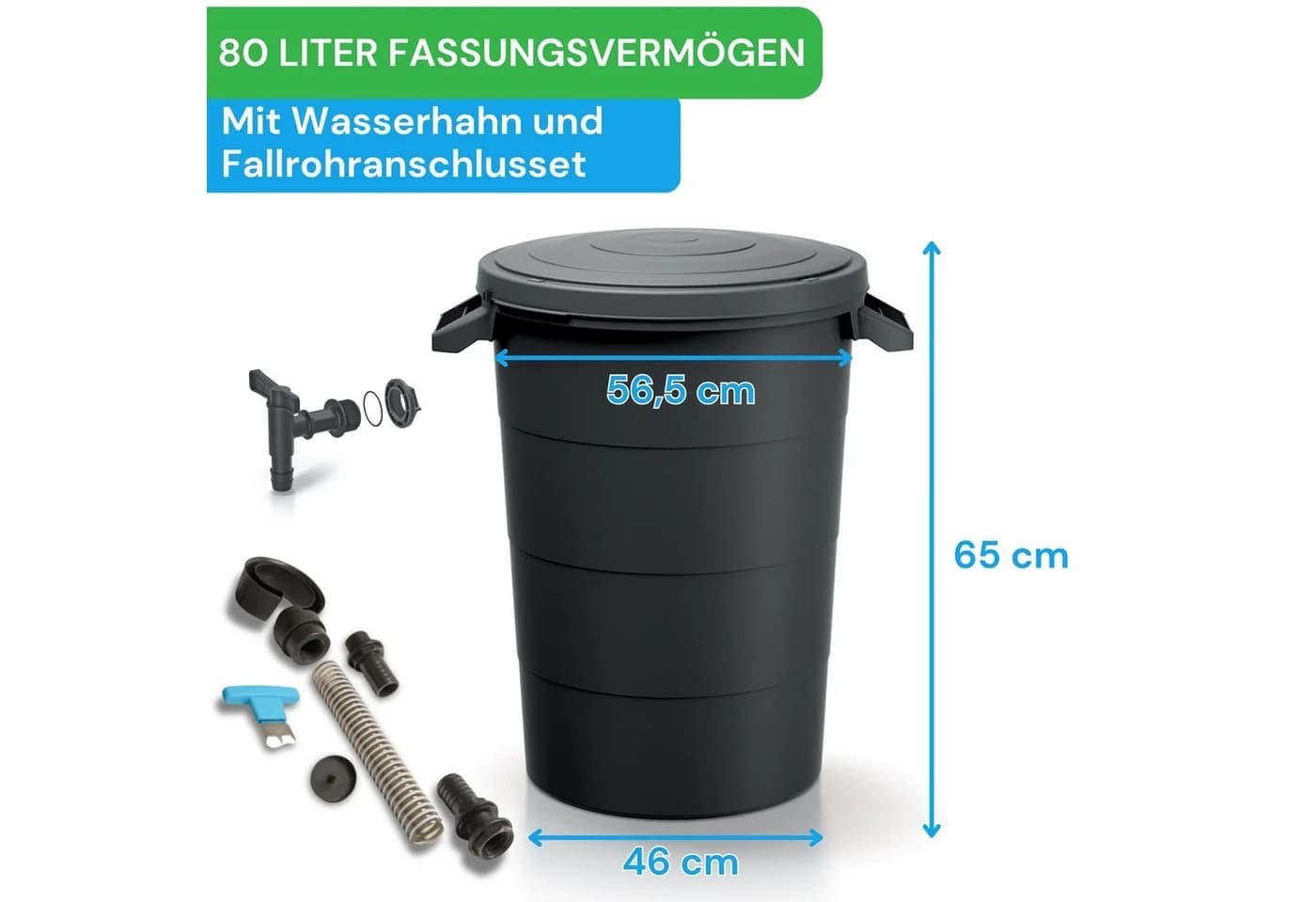 YourCasa Regentonne 80 Liter Regenfass Wetterfest - Bild 3