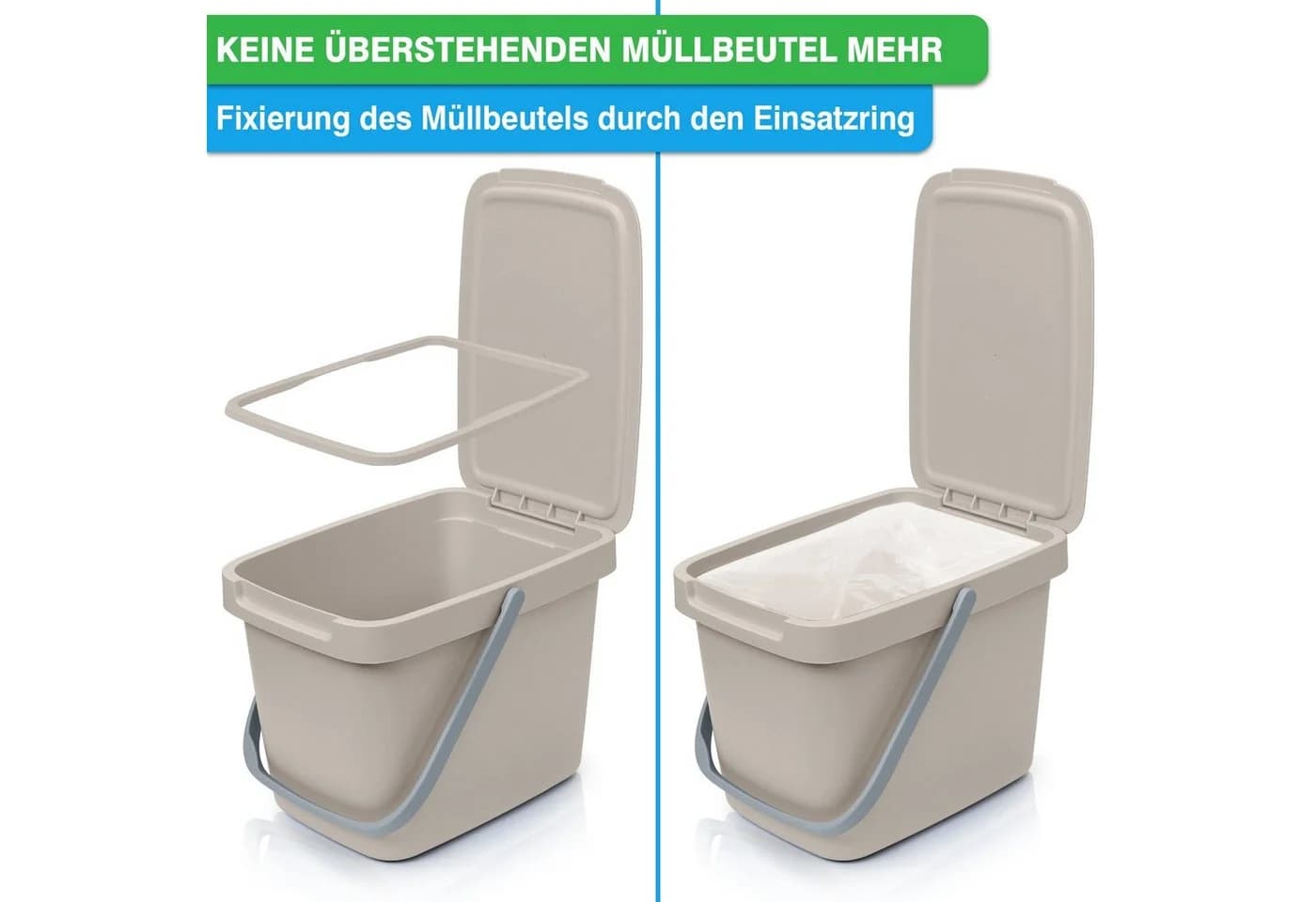 YourCasa Biomülleimer Küche 6L mit Wandhalterung Beige/Braun - Bild 4