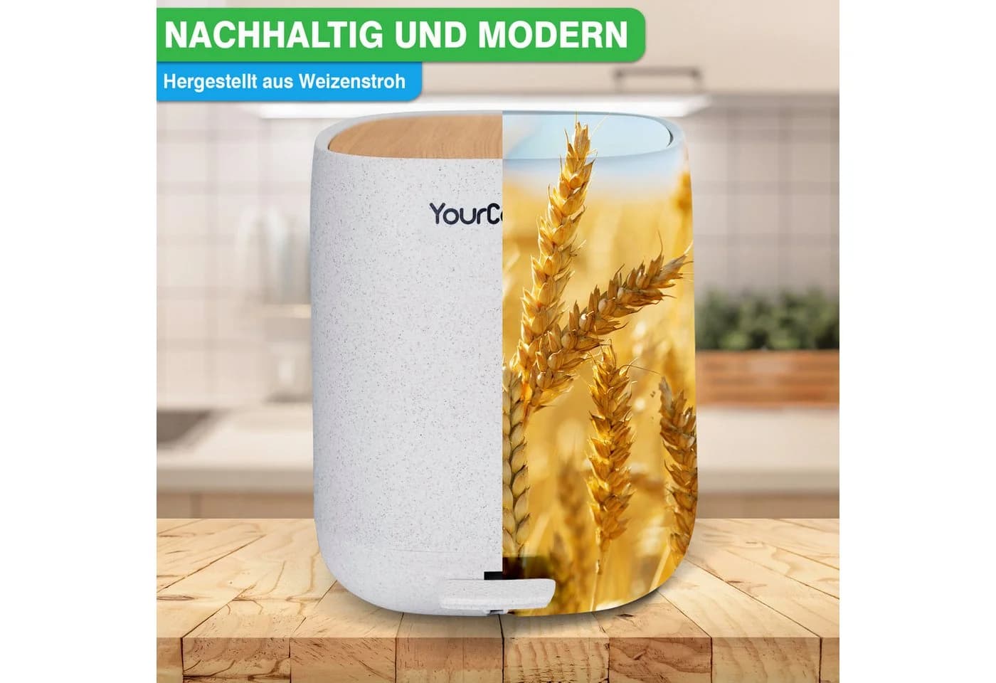YourCasa Mülleimer Bad 5L Weiß Kunststoff